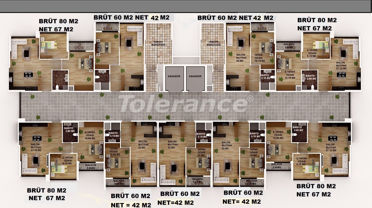 Affordable apartments in Yenisehir, Mersin with installments, and with high rental income - 42199 | Tolerance Homes