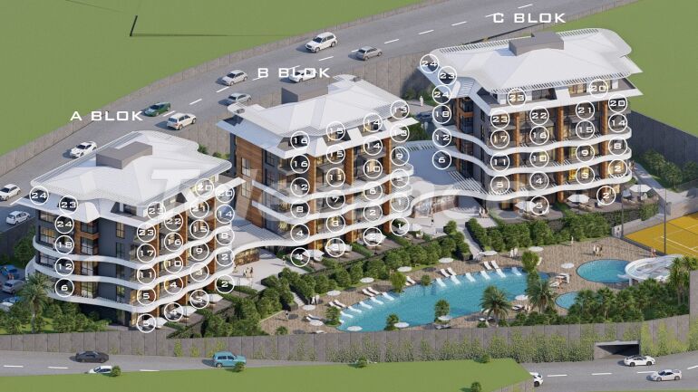 Appartement van de ontwikkelaar in Kargıcak, Alanya zwembad afbetaling - onroerend goed kopen in Turkije - 63500