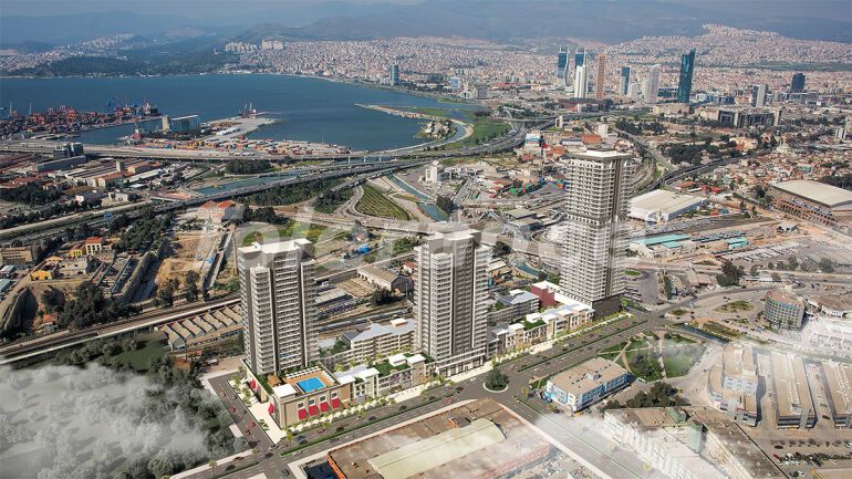 Apartment from the developer in Konak, İzmir with sea view with pool with installment - 55360 Apartment from the developer in Konak, İzmir with sea view with pool with installment - buy realty in Turkey - 55360