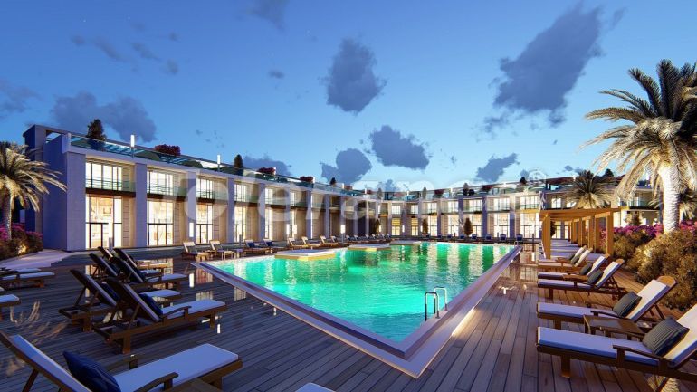 Appartement van de ontwikkelaar in Kyrenie, Noord-Cyprus zeezicht zwembad - onroerend goed kopen in Turkije - 90399