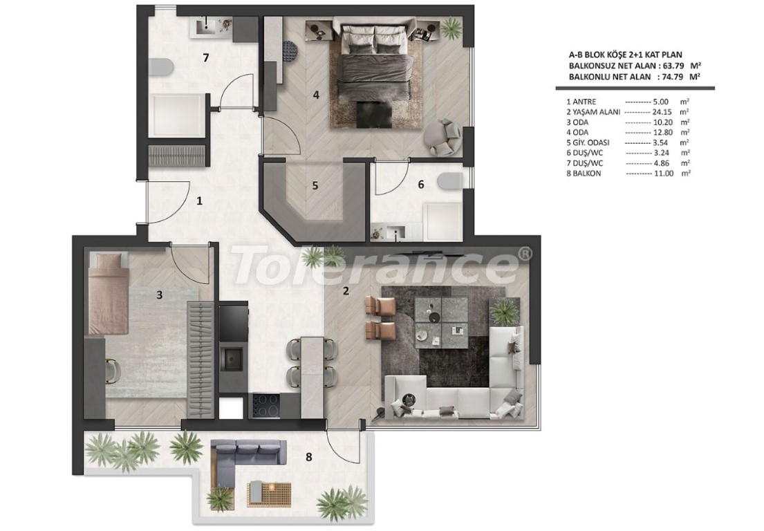 Apartment vom bauträger in Aksu, Antalya mit pool - immobilien in der Türkei kaufen - 119024