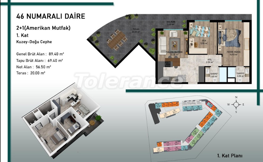 Apartment vom bauträger in Aksu, Antalya meerblick mit pool - immobilien in der Türkei kaufen - 141115