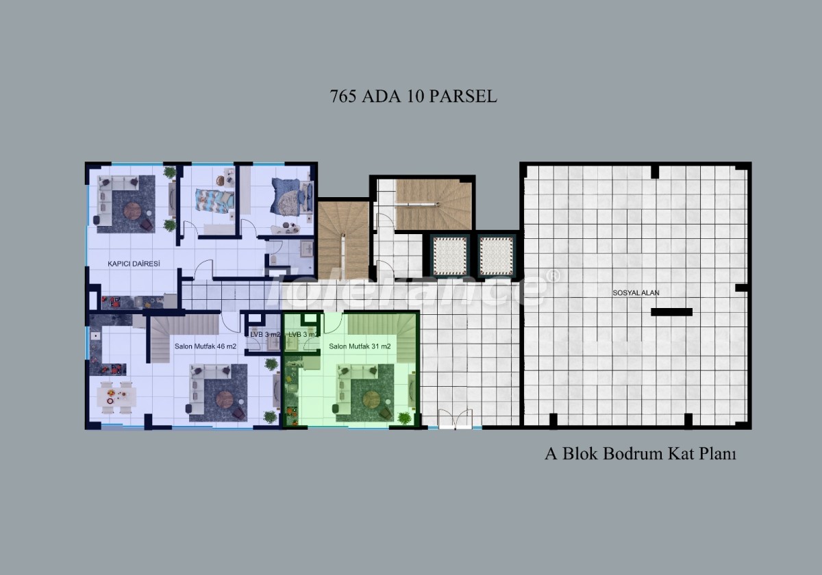آپارتمان از سازنده که در مرکز آلانیا, آلانیا استخر اقساط - خرید ملک در ترکیه - 51184