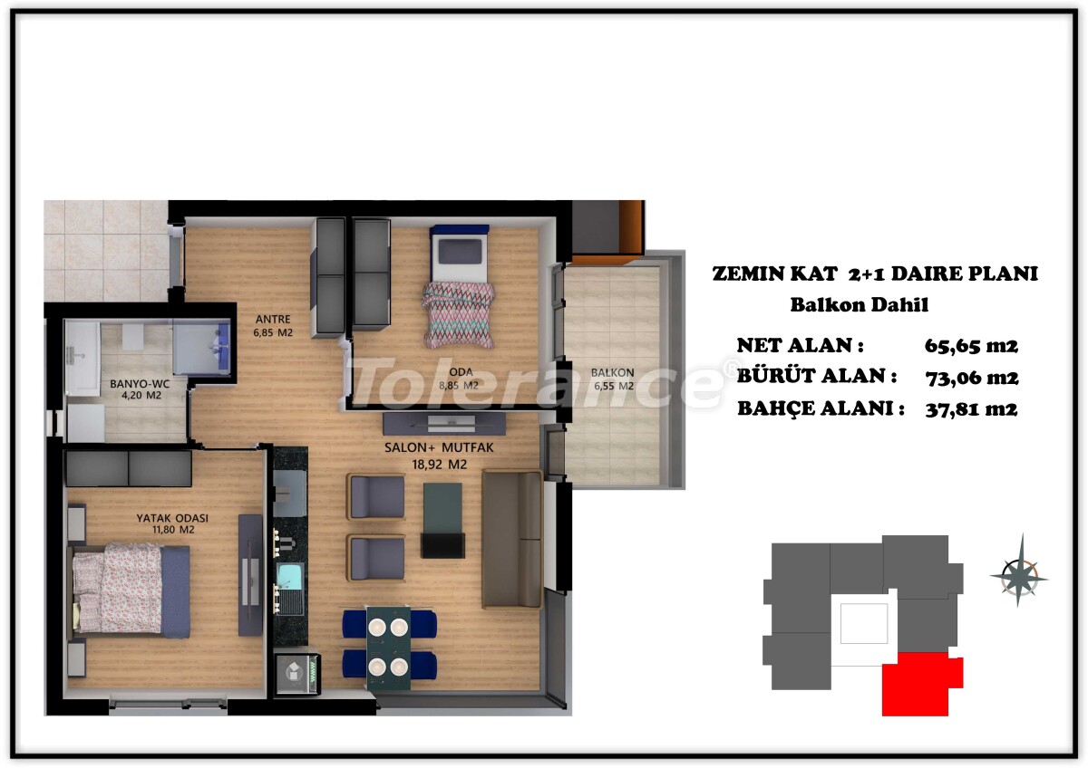 آپارتمان از سازنده که در آلتینتاش, آنتالیا استخر - خرید ملک در ترکیه - 55690