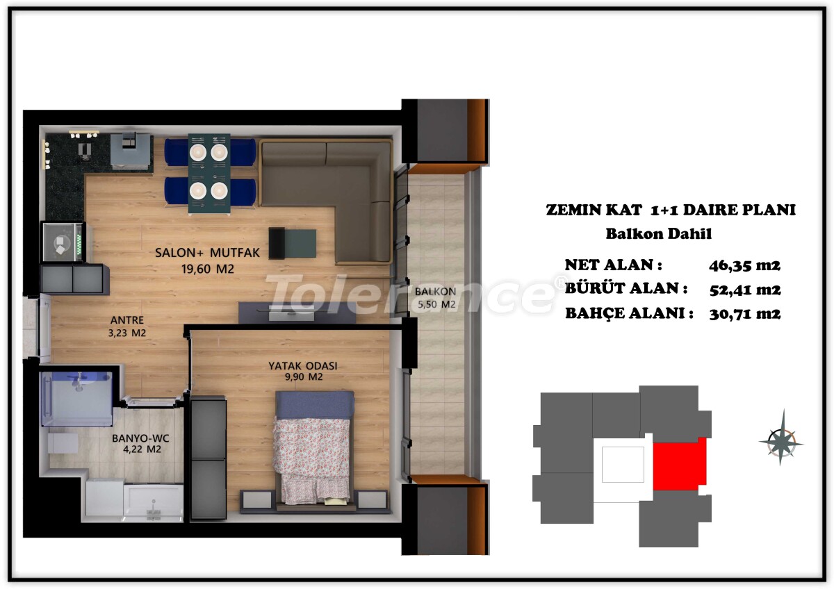 آپارتمان از سازنده که در آلتینتاش, آنتالیا استخر - خرید ملک در ترکیه - 55691
