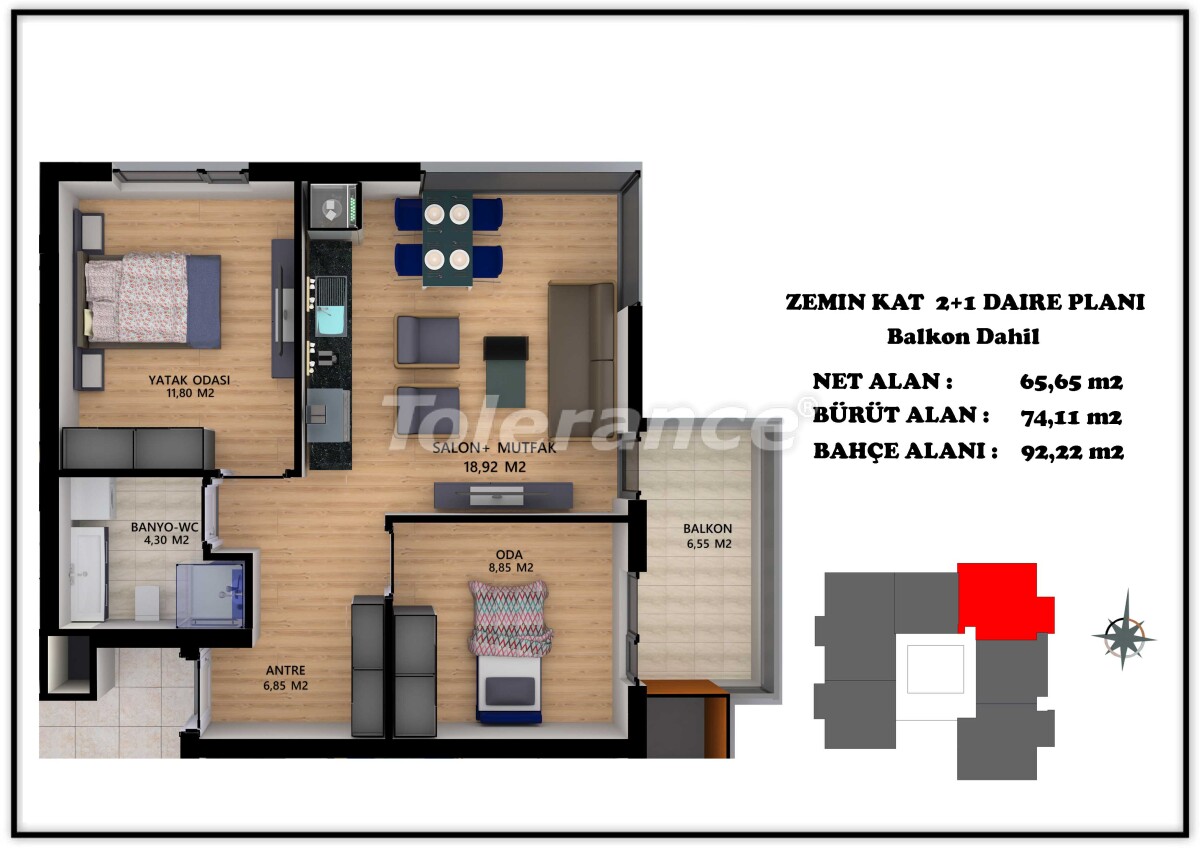 آپارتمان از سازنده که در آلتینتاش, آنتالیا استخر - خرید ملک در ترکیه - 55692