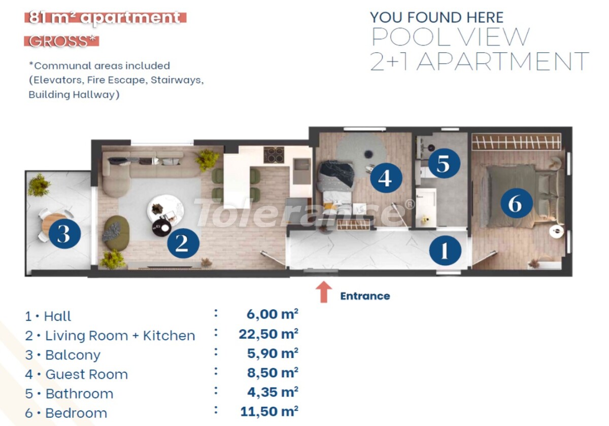 آپارتمان از سازنده که در آلتینتاش, آنتالیا استخر - خرید ملک در ترکیه - 57169