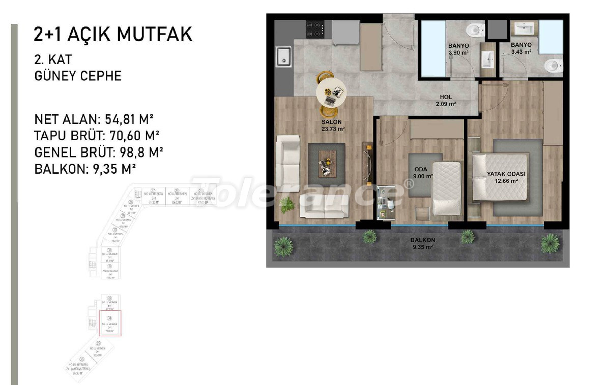 Apartment from the developer in Altıntaş, Antalya with pool with installment - buy realty in Turkey - 95493