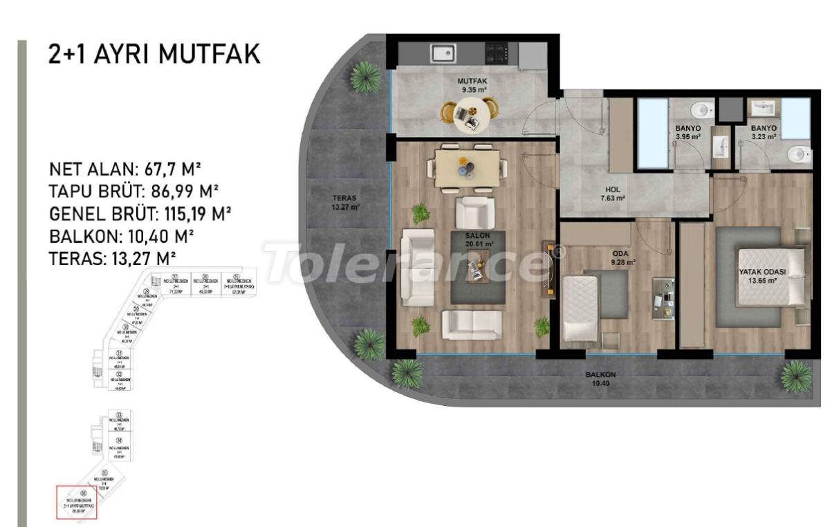 Apartment from the developer in Altıntaş, Antalya with pool with installment - buy realty in Turkey - 95498