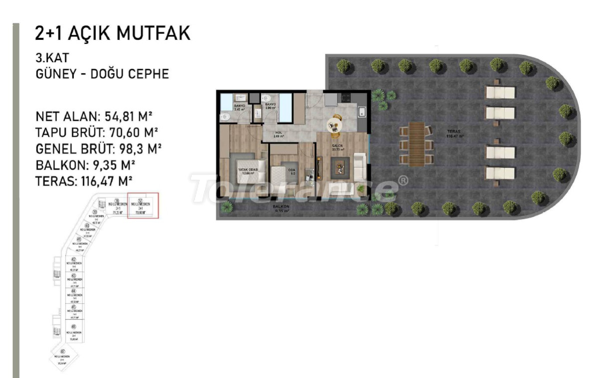 Apartment from the developer in Altıntaş, Antalya with pool with installment - buy realty in Turkey - 95500