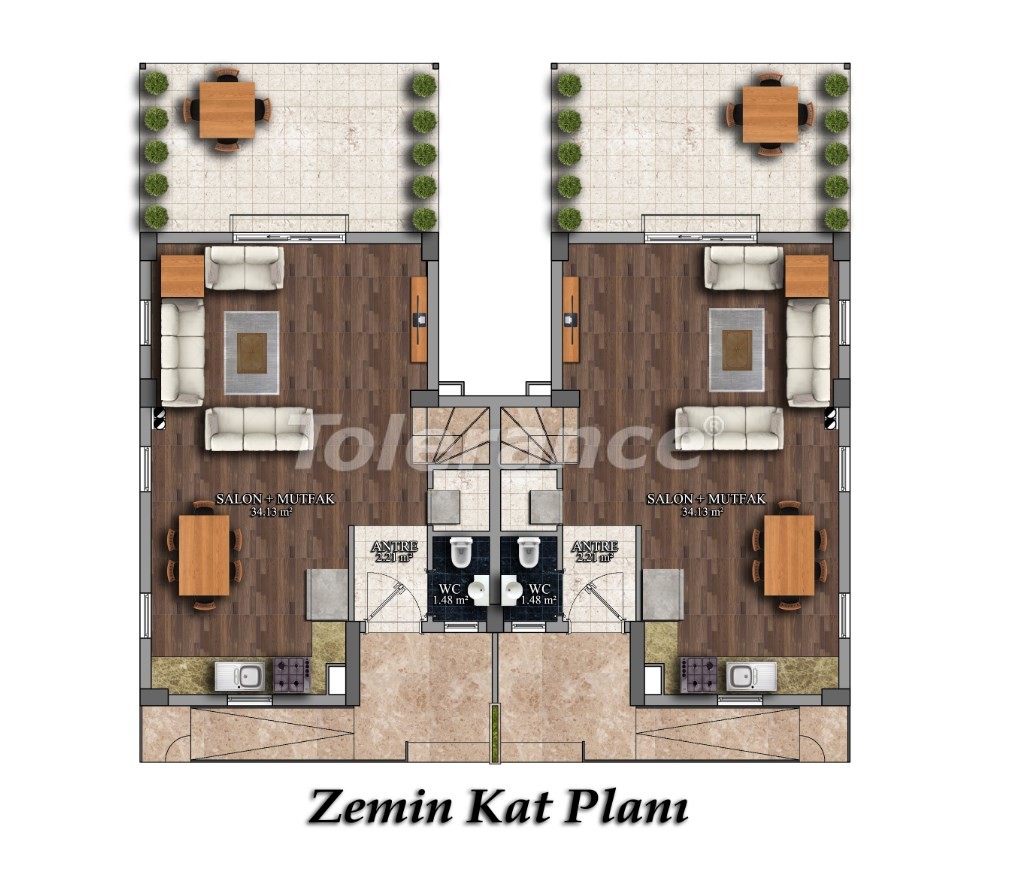 Appartement in Arslanbucak, Kemer zwembad - onroerend goed kopen in Turkije - 26853