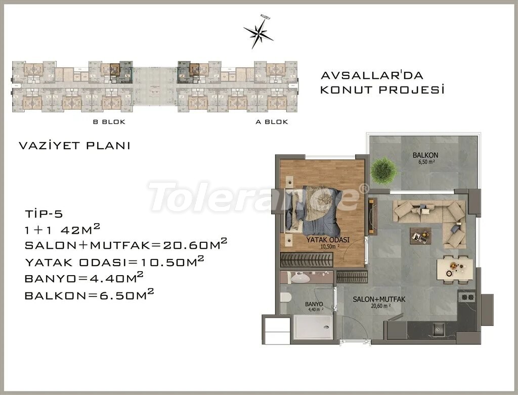 Appartement du développeur еn Avsallar, Alanya vue sur la mer piscine versement - acheter un bien immobilier en Turquie - 22080