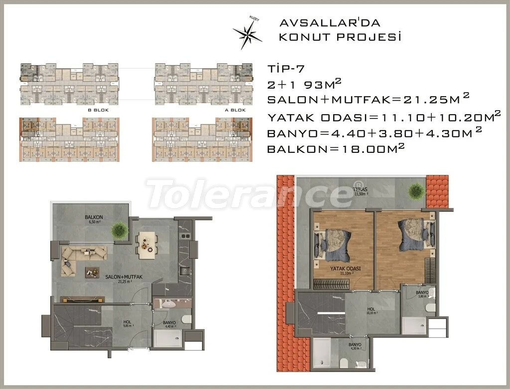 آپارتمان از سازنده که در آوسالار, آلانیا منظره دریا استخر اقساط - خرید ملک در ترکیه - 22082