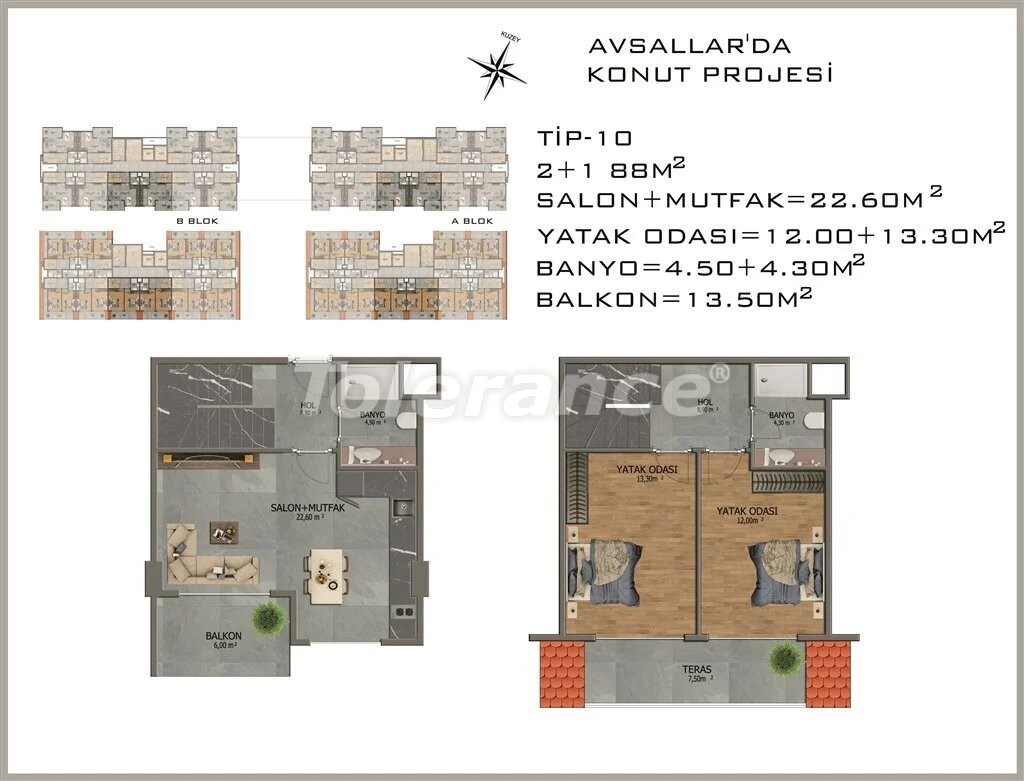 آپارتمان از سازنده که در آوسالار, آلانیا منظره دریا استخر اقساط - خرید ملک در ترکیه - 22084