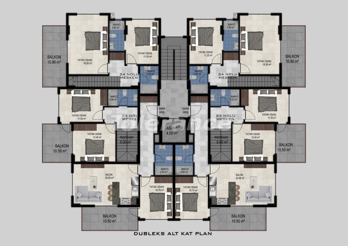 Apartment in Avsallar, Alanya with pool - buy realty in Turkey - 34471