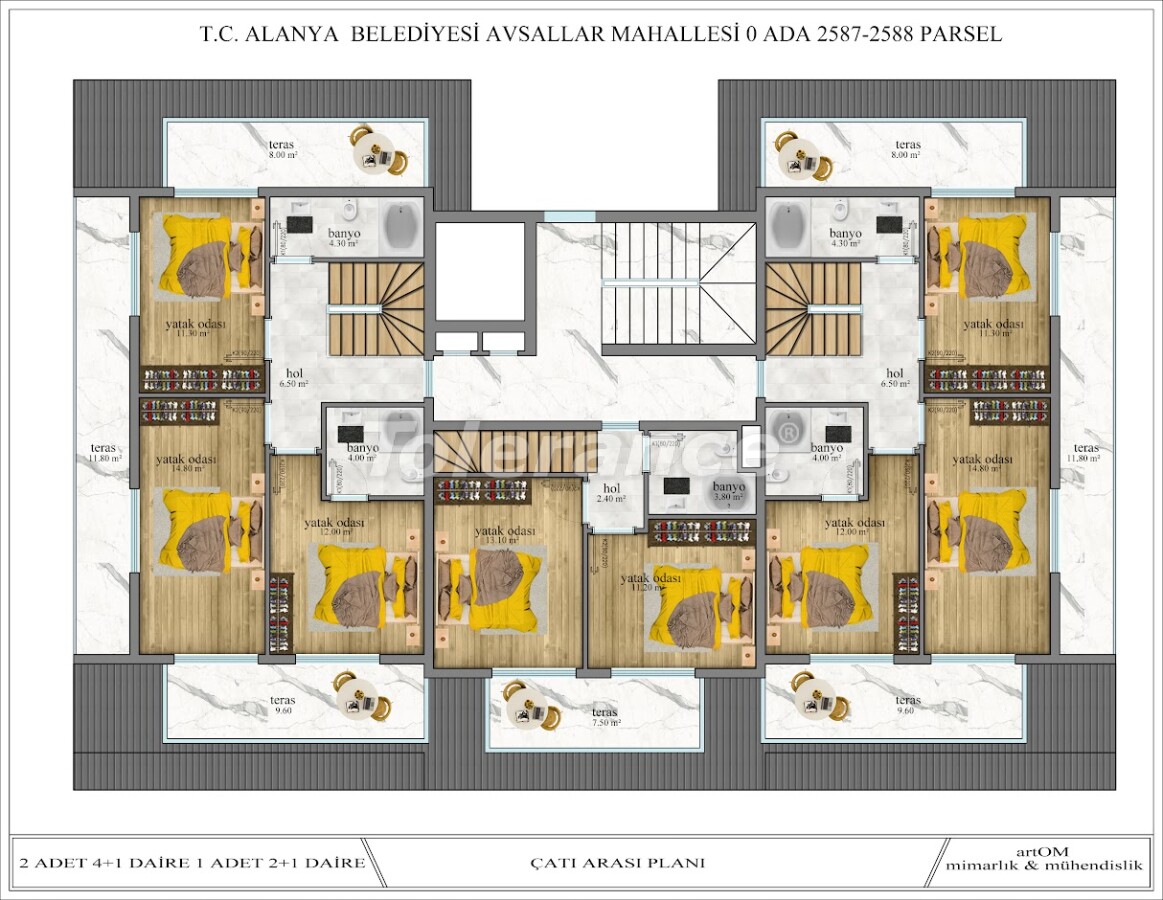 Appartement du développeur еn Avsallar, Alanya piscine - acheter un bien immobilier en Turquie - 60790