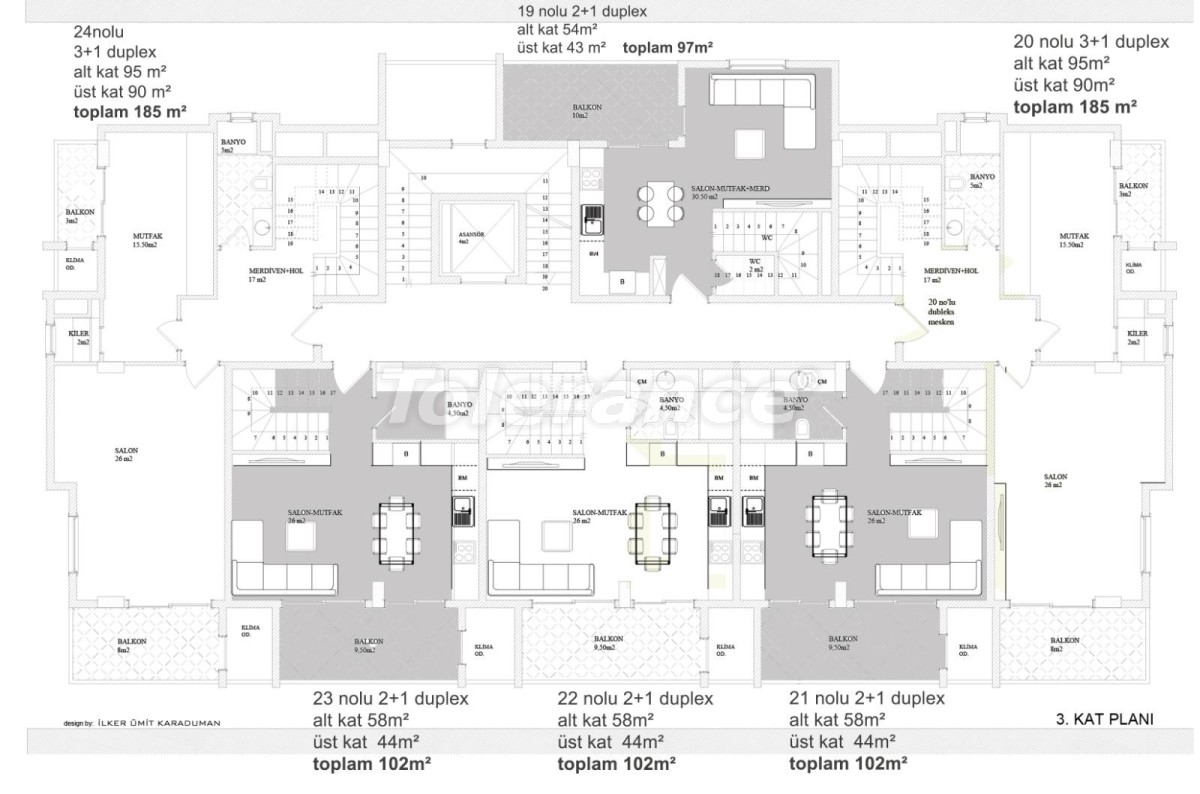 Apartment from developer in Сikcilli, Alanya sea view with pool - buy realty in Turkey - 28297