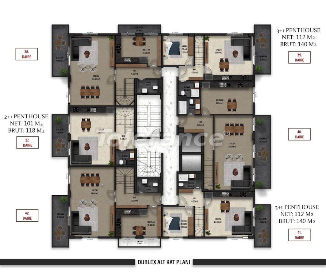 Appartement du développeur еn Alanya Centre, Alanya vue sur la mer piscine versement - acheter un bien immobilier en Turquie - 107223