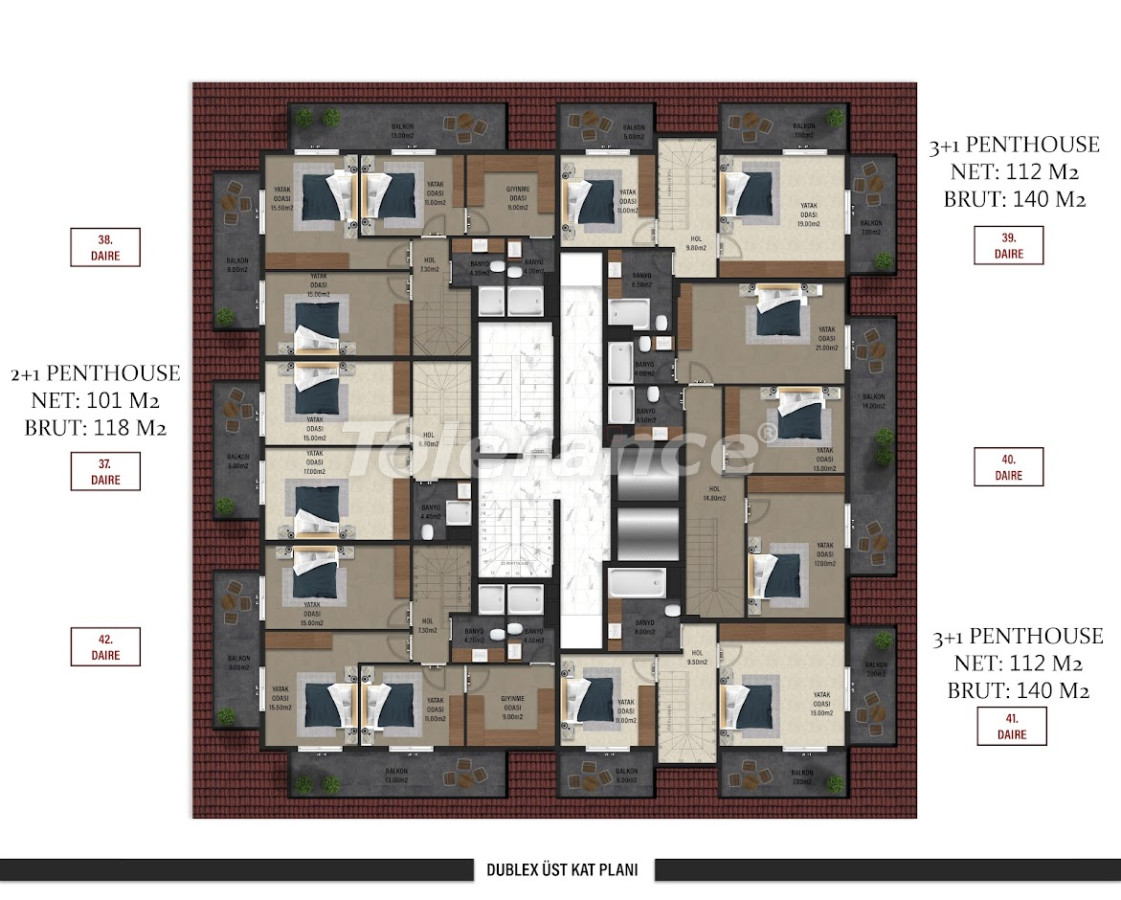 Appartement du développeur еn Alanya Centre, Alanya vue sur la mer piscine versement - acheter un bien immobilier en Turquie - 107224