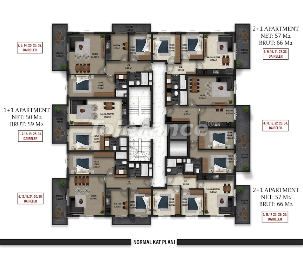 Appartement du développeur еn Alanya Centre, Alanya vue sur la mer piscine versement - acheter un bien immobilier en Turquie - 107225