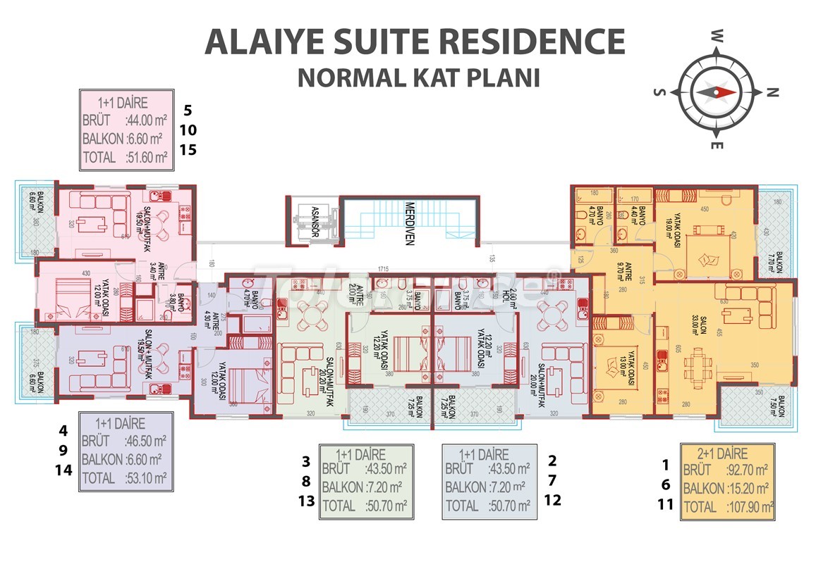 Apartment vom entwickler in Alanya Zentrum, Alanya meeresblick pool - immobilien in der Türkei kaufen - 49866