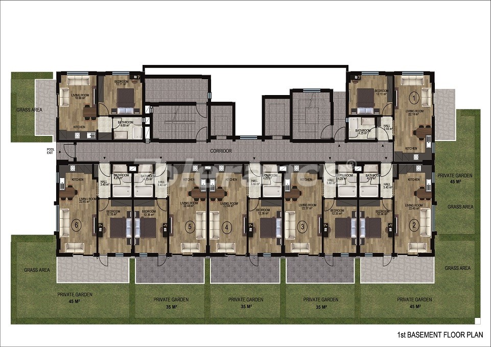 Apartment vom entwickler in Demirtaş, Alanya meeresblick pool - immobilien in der Türkei kaufen - 48646