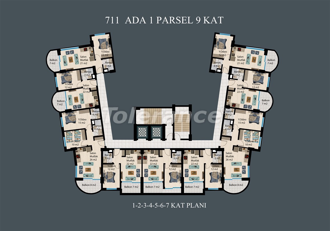 Apartment vom entwickler in Demirtaş, Alanya meeresblick pool ratenzahlung - immobilien in der Türkei kaufen - 50339