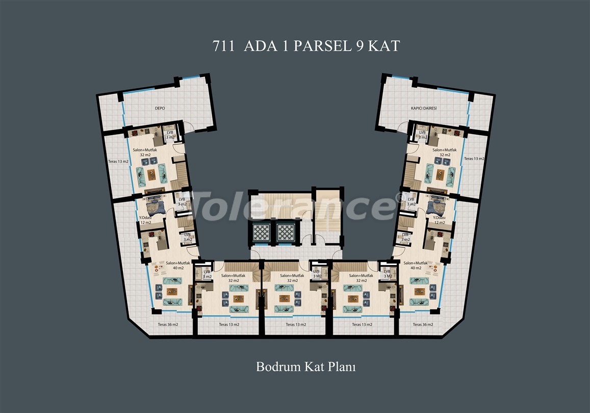 Appartement du développeur еn Demirtaş, Alanya vue sur la mer piscine versement - acheter un bien immobilier en Turquie - 50341