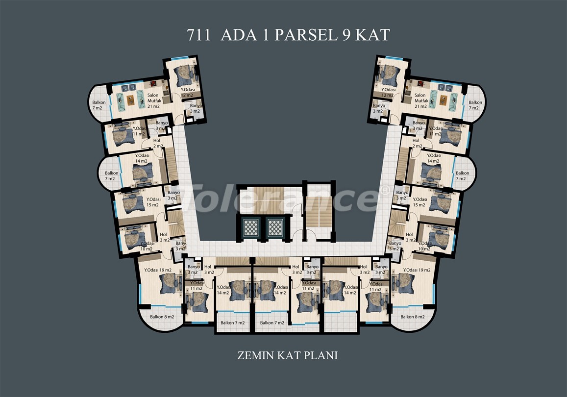 Appartement du développeur еn Demirtaş, Alanya vue sur la mer piscine versement - acheter un bien immobilier en Turquie - 50343