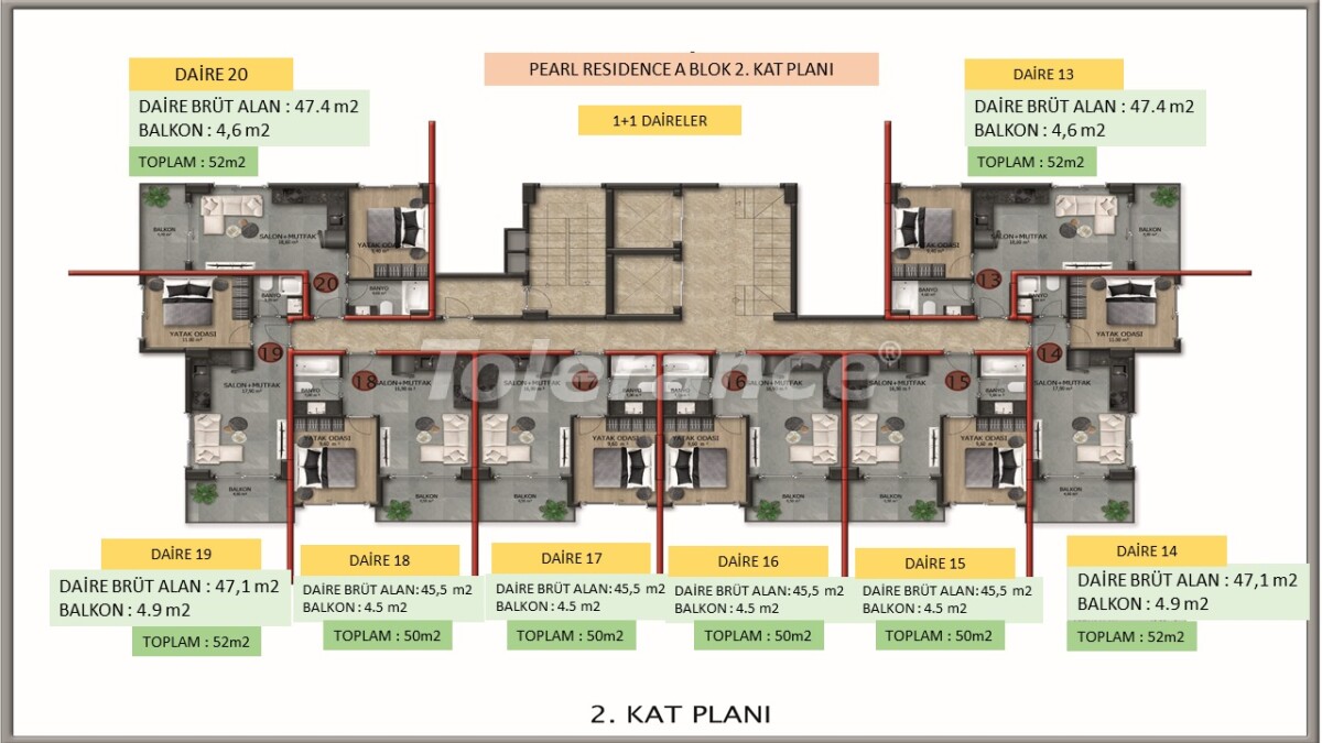 Apartment vom entwickler in Demirtaş, Alanya pool - immobilien in der Türkei kaufen - 60418