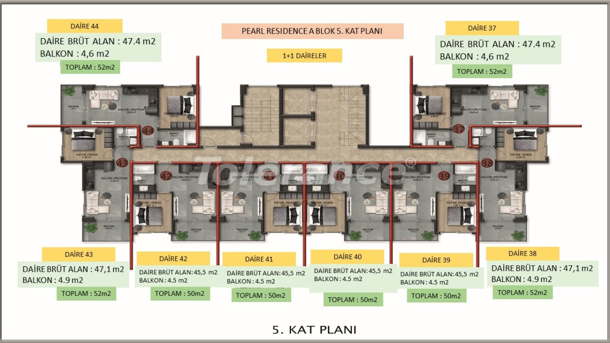 Apartment vom entwickler in Demirtaş, Alanya pool - immobilien in der Türkei kaufen - 60419