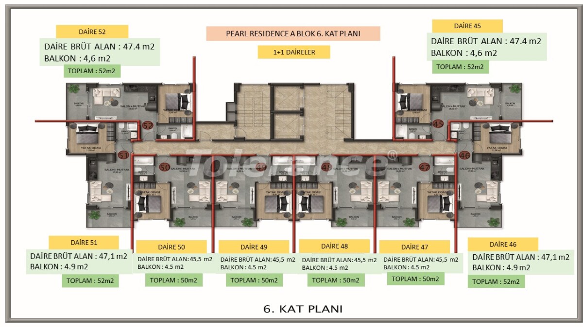 Apartment vom entwickler in Demirtaş, Alanya pool - immobilien in der Türkei kaufen - 60420