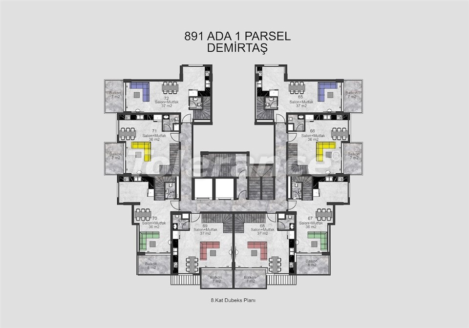 Apartment vom entwickler in Demirtaş, Alanya meeresblick ratenzahlung - immobilien in der Türkei kaufen - 62013