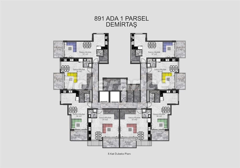 Apartment vom entwickler in Demirtaş, Alanya meeresblick ratenzahlung - immobilien in der Türkei kaufen - 62014