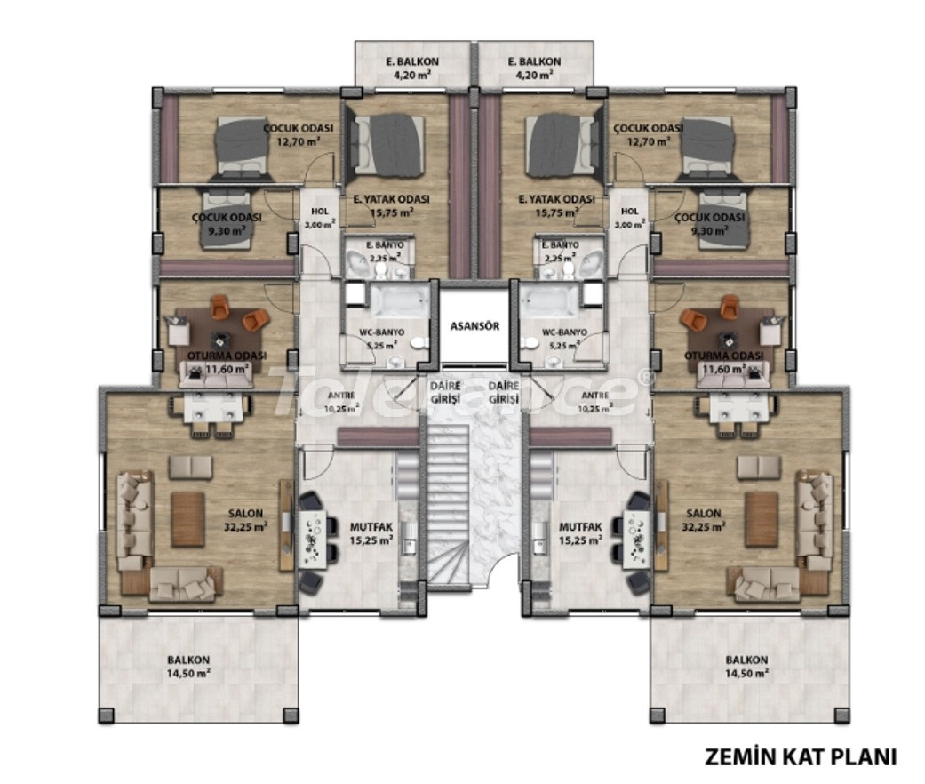 Appartement van de ontwikkelaar in Döşemealtı, Antalya zwembad afbetaling - onroerend goed kopen in Turkije - 107753