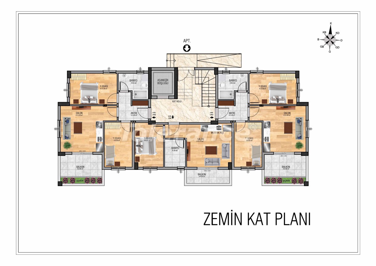 Appartement van de ontwikkelaar in Döşemealtı, Antalya zwembad - onroerend goed kopen in Turkije - 57394