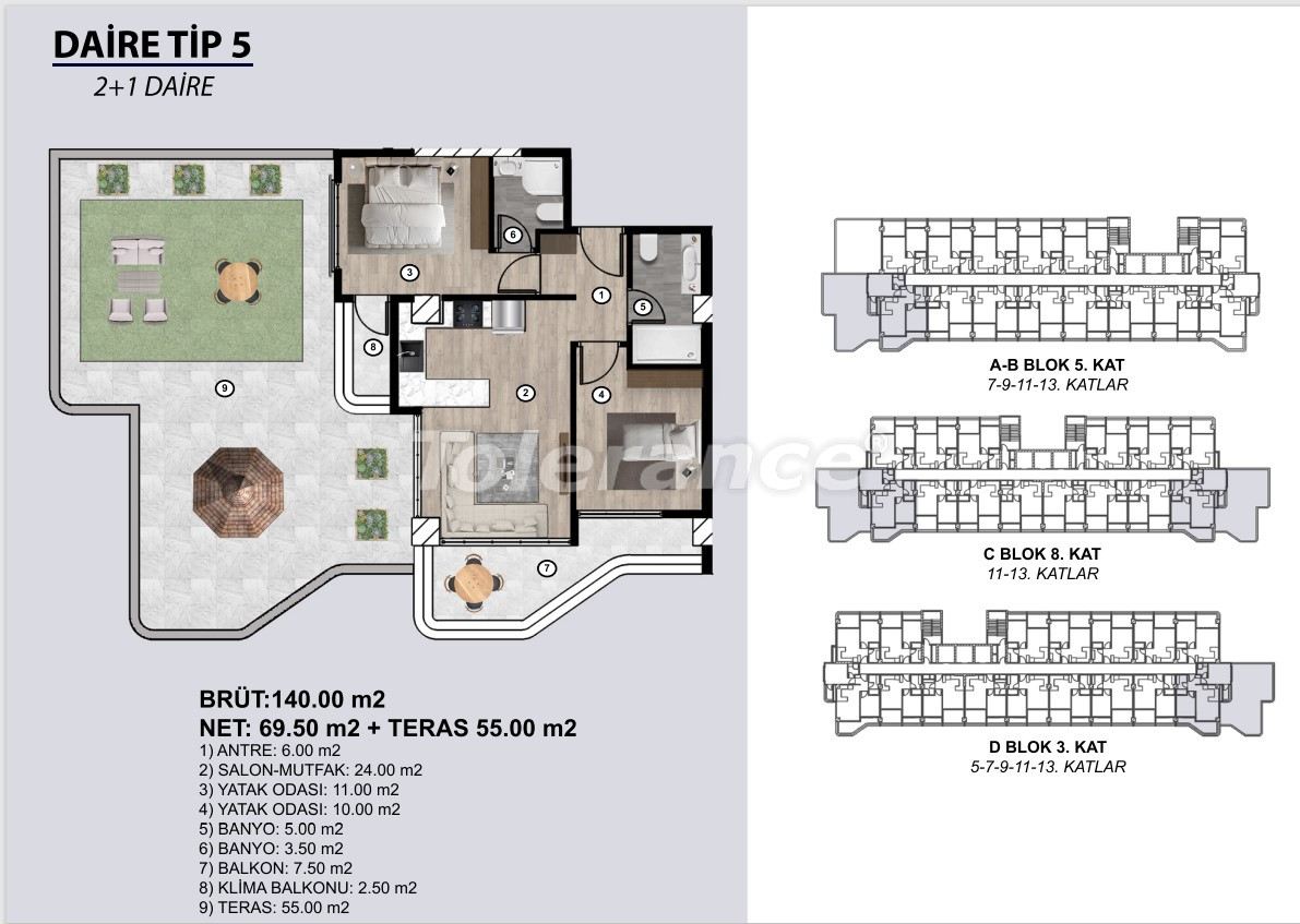 Apartment vom entwickler in Erdemli, Mersin pool ratenzahlung - immobilien in der Türkei kaufen - 105151