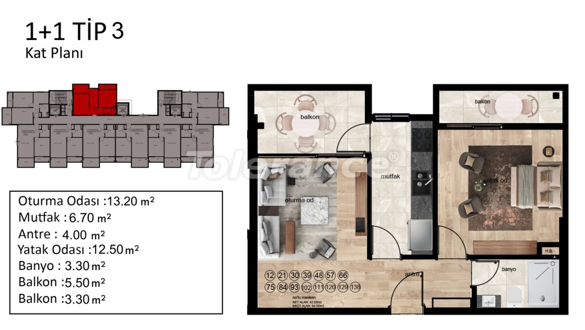 آپارتمان از سازنده که در اردملی, مرسین منظره دریا استخر اقساط - خرید ملک در ترکیه - 61711