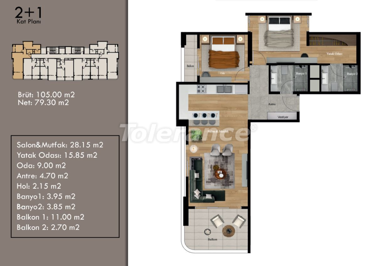 Apartment vom entwickler in Erdemli, Mersin meeresblick pool ratenzahlung - immobilien in der Türkei kaufen - 65831
