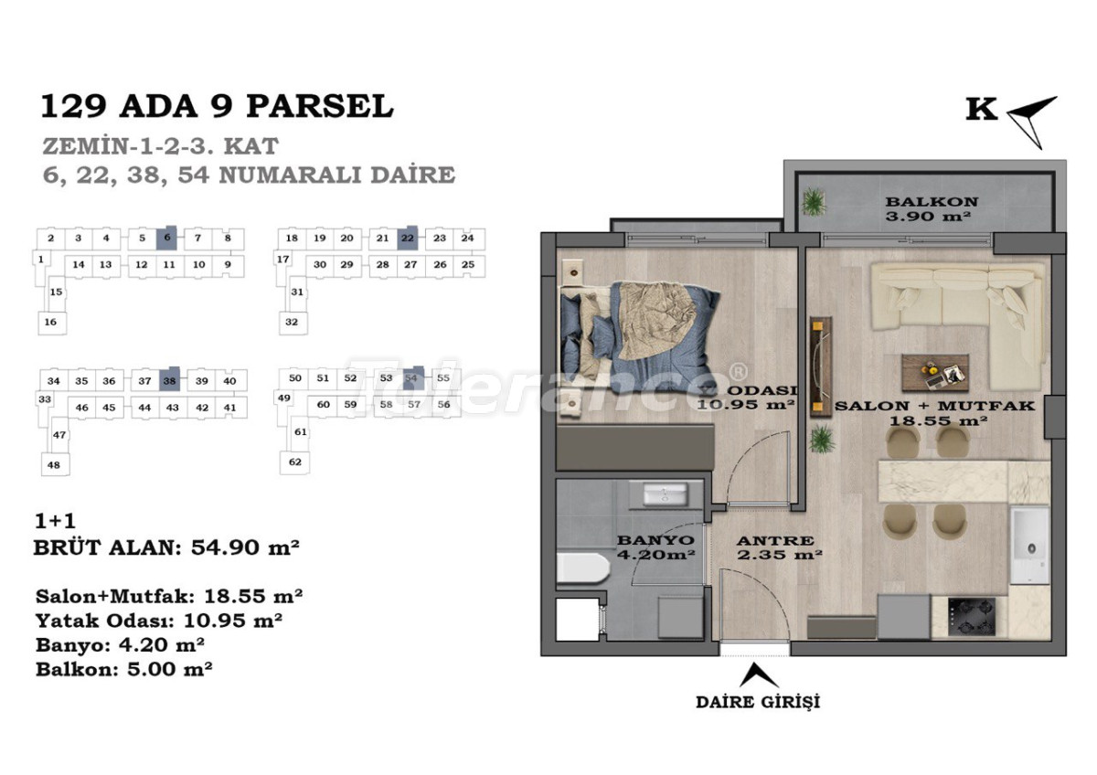 Apartment vom entwickler in Finike meeresblick pool ratenzahlung - immobilien in der Türkei kaufen - 66759