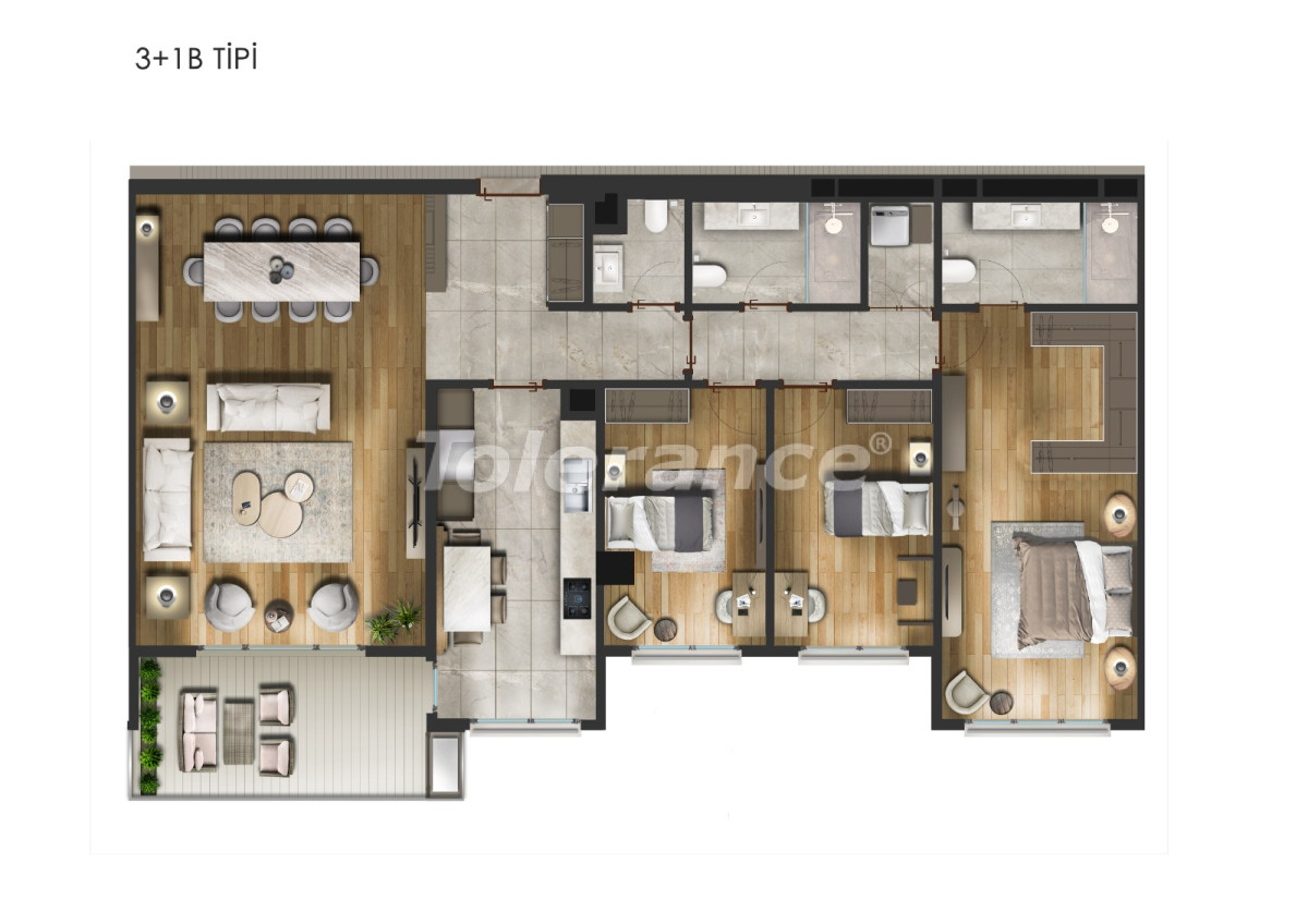 Apartment vom entwickler in Istanbul meeresblick pool ratenzahlung - immobilien in der Türkei kaufen - 66566