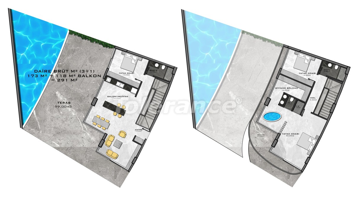 Appartement van de ontwikkelaar in Kargıcak, Alanya zeezicht zwembad - onroerend goed kopen in Turkije - 27956