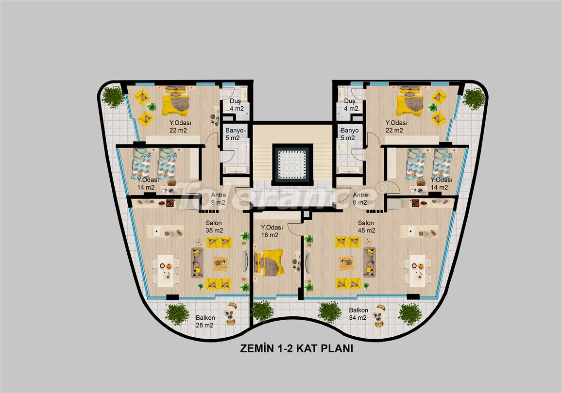 Apartment vom entwickler in Kargıcak, Alanya meeresblick pool - immobilien in der Türkei kaufen - 50266