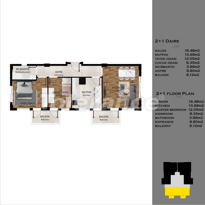 Appartement van de ontwikkelaar in Kepez, Antalya zwembad afbetaling - onroerend goed kopen in Turkije - 140304