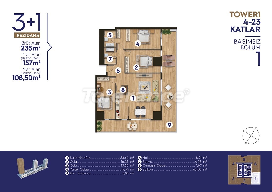 Apartment from the developer in Konak, İzmir with sea view with pool with installment - buy realty in Turkey - 55372