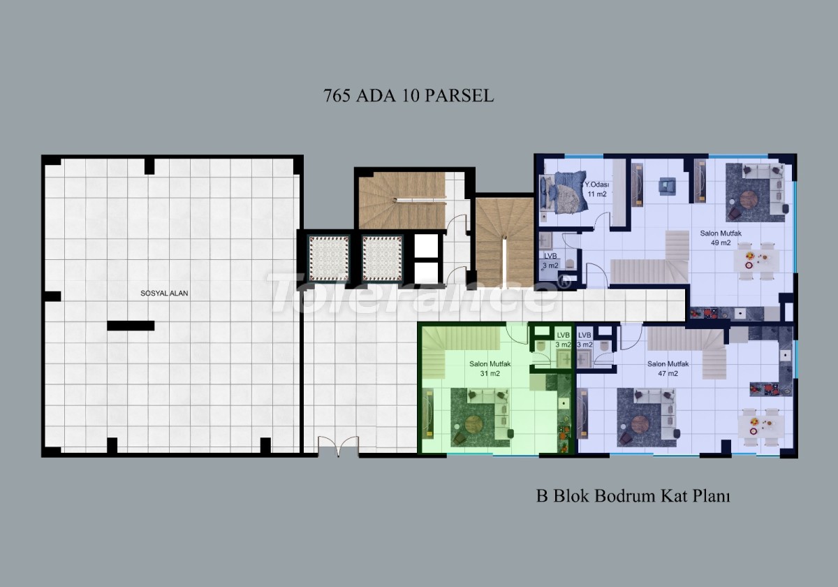 Appartement direct promoteur еn Küçükhasbahçe, Alanya avec piscine - acheter un bien immobilier en Turquie - 51183