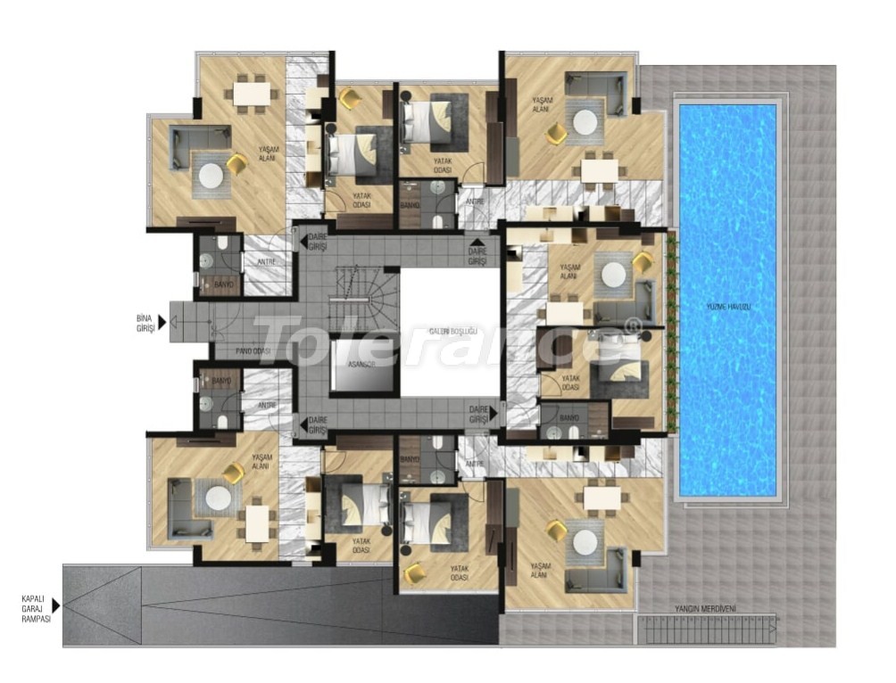 Apartment еn Lara, Antalya piscine - acheter un bien immobilier en Turquie - 15644
