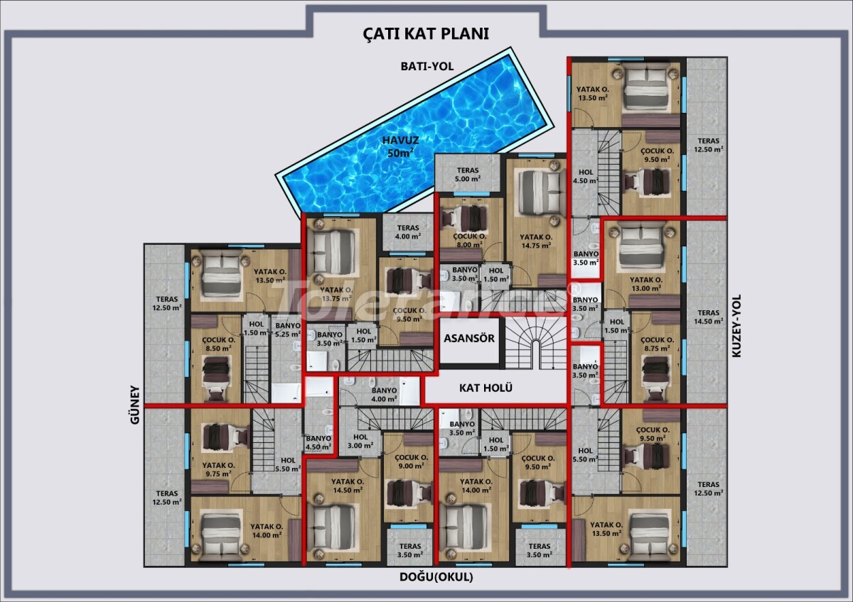 Appartement du développeur еn Lara, Antalya piscine - acheter un bien immobilier en Turquie - 56136