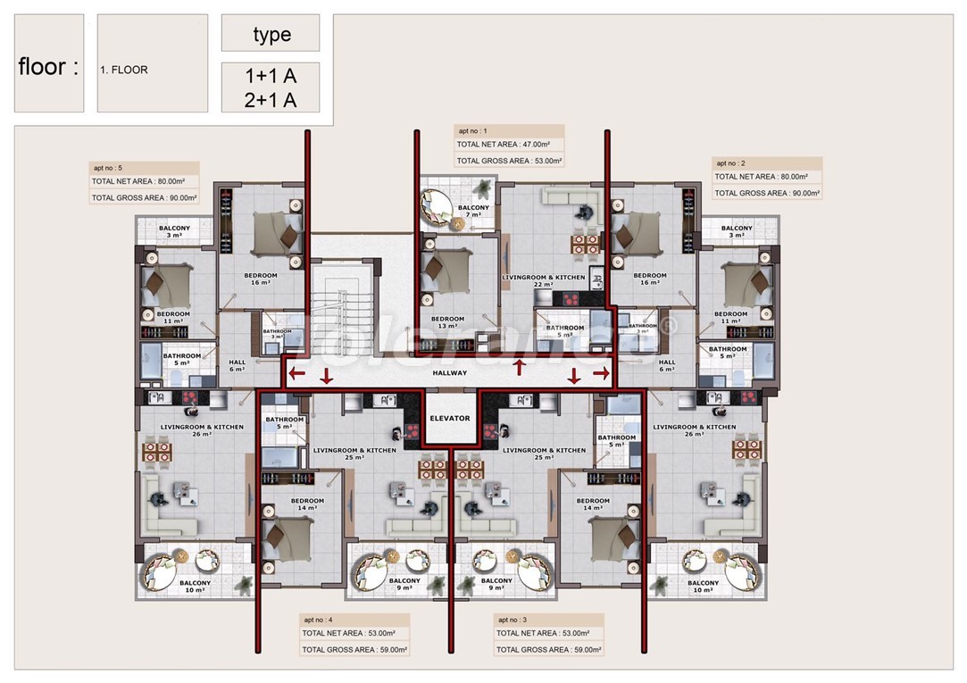 Apartment in Mahmutlar, Alanya with pool - buy realty in Turkey - 49761