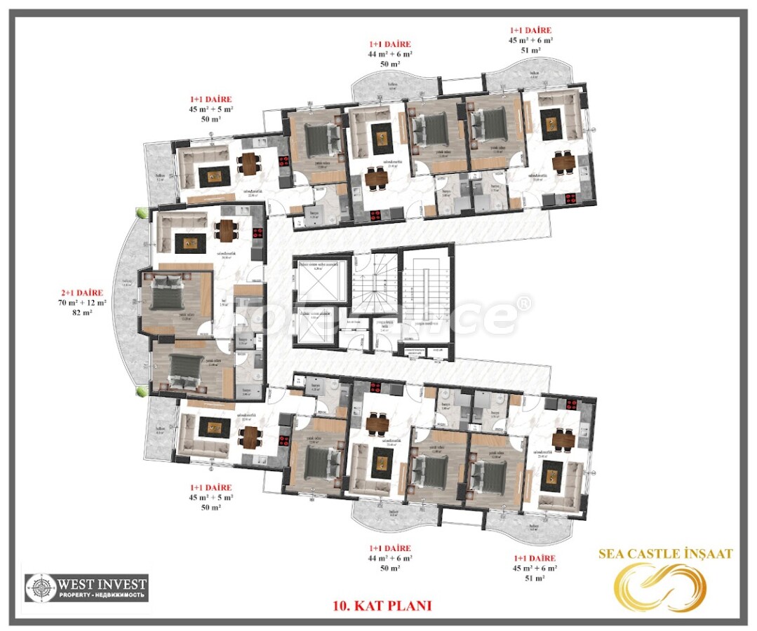 Apartment vom entwickler in Mahmutlar, Alanya meeresblick pool ratenzahlung - immobilien in der Türkei kaufen - 61025
